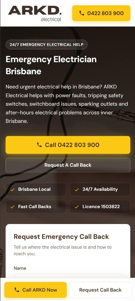 Mobile website preview for a trade services business