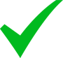 A large, bold green check mark on a black background, symbolizing approval, confirmation, or completion.